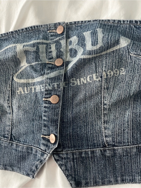 FUBU Tops - FUBU Y2K Graphic Denim Corset Top